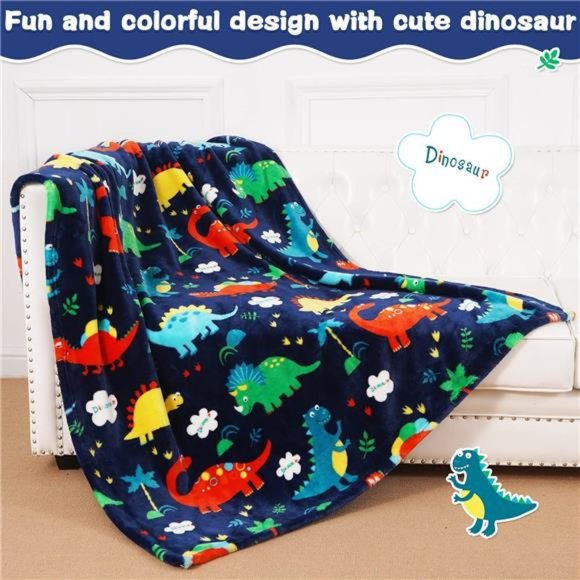 Dinosaur Blanket for Boys, 380GSM Kids Dinosaur Throw Blanket for Boys and Girls - Picture 3 of 6